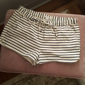 J Crew drawstring short - Ivory & Navy stripes